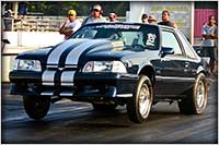 Brendan Mills Powers Out Of The Hole With His Vortech Supercharged Mustang In The 10.0 Index Series At Atco Raceway